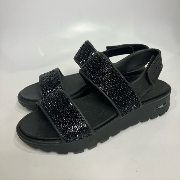 Skechers foamies Arch fit footsteps black sandals women’s size 7 new without tag - Picture 4 of 9